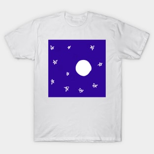 blue purple night moon watercolor design T-Shirt